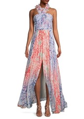 Prabal Gurung Ruched Crossfront Scarf Gown