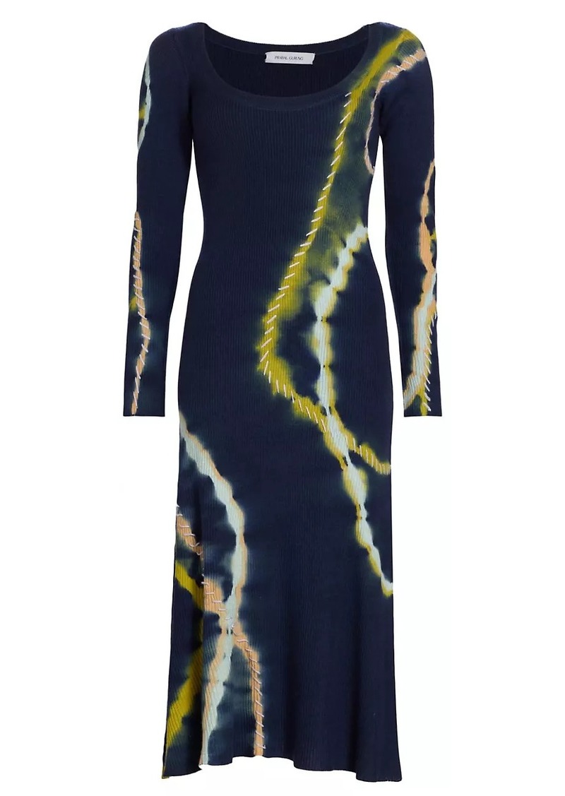 Prabal Gurung Tie-Dye Scoopneck Midi-Dress