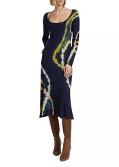 Prabal Gurung Tie-Dye Scoopneck Midi-Dress