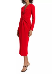 Prabal Gurung Twist-Front V-Neck Midi-Dress