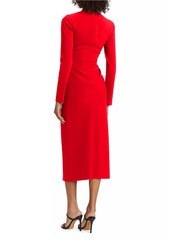 Prabal Gurung Twist-Front V-Neck Midi-Dress