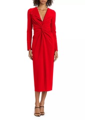 Prabal Gurung Twist-Front V-Neck Midi-Dress