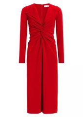 Prabal Gurung Twist-Front V-Neck Midi-Dress