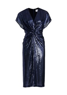 Prabal Gurung Twisted Sequin-Embroidered Midi-Dress