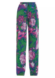 Prabal Gurung WNDRLUST Dev Floral Tulle Straight-Leg Pants