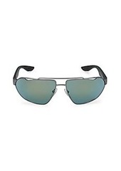 Prada 66MM Gunmetal-Tone Wrap Sunglasses