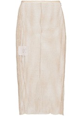 Prada pearl-embroidered mesh midi skirt