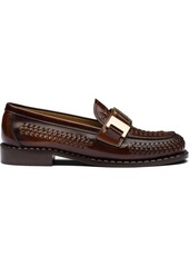 Prada buckled woven loafers