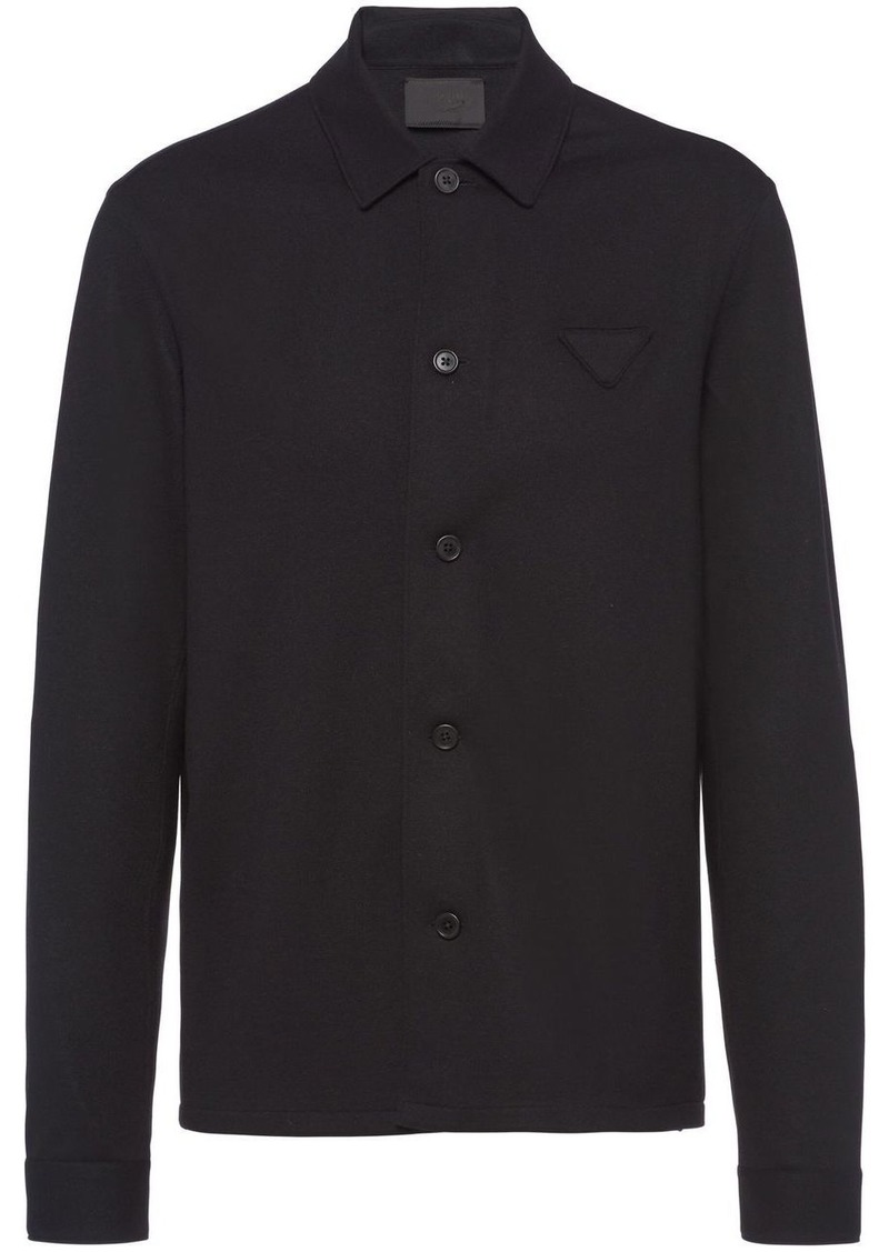 Prada triangle-logo wool-blend shirt