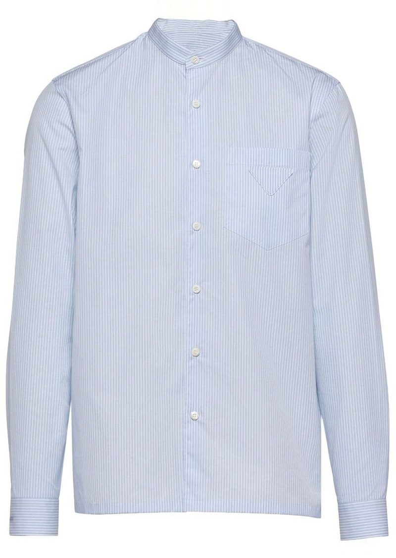 Prada band-collar striped shirt