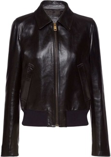Prada cropped leather bomber jacket