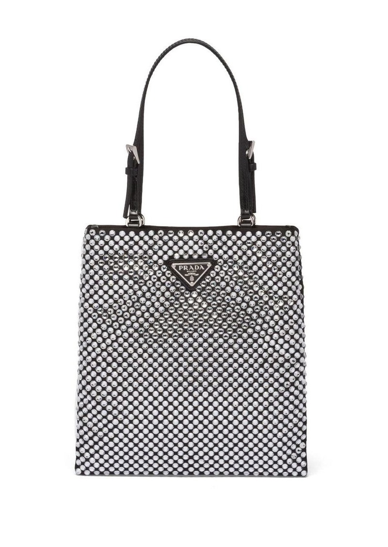 Prada crystal-embellished satin tote bag