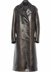 Prada double-breasted leather coat