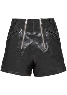 Prada double-zip leather shorts
