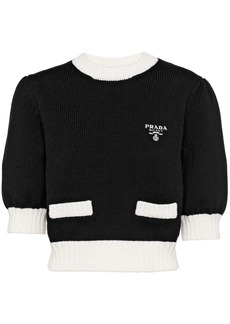 Prada logo-embroidered cotton jumper