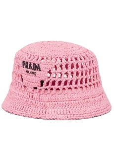 Prada logo-embroidered raffia bucket hat