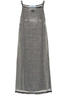 Prada embroidered rhinestone mesh dress