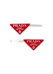 Prada triangle logo hair clips