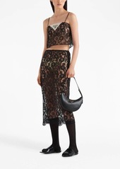 Prada floral-embroidered lace top