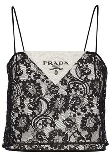 Prada floral-embroidered lace top