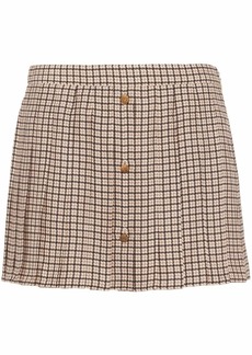 Prada houndstooth-print pleated midi skirt