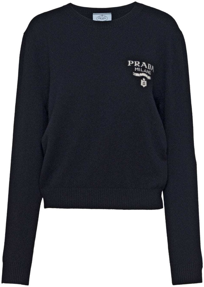 Prada logo-intarsia cashmere jumper