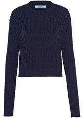 Prada logo-intarsia cable-knit jumper