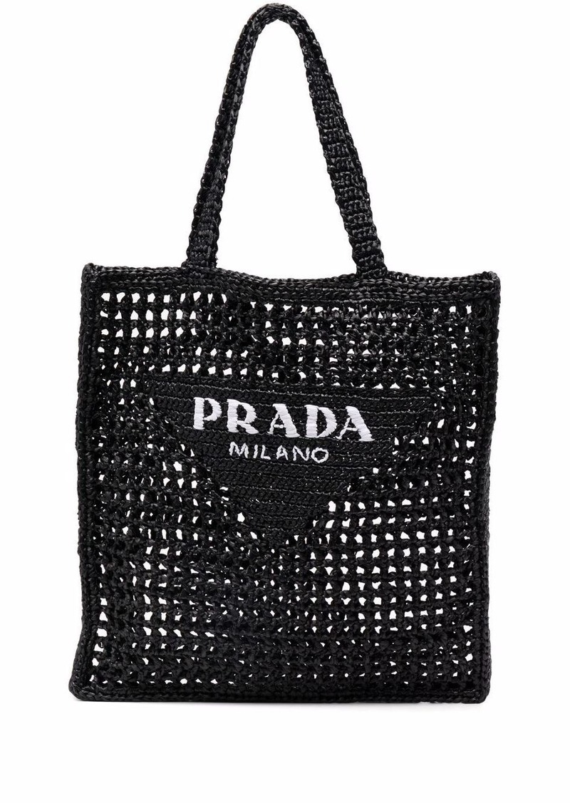 Prada interwoven-design logo-print shoulder bag