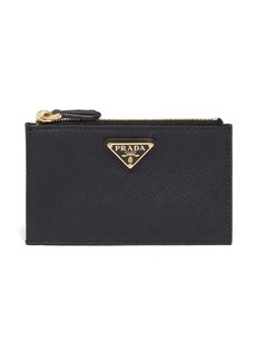 Prada leather logo-plaque card holder