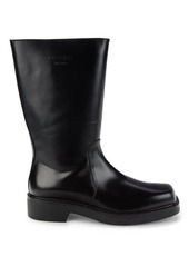 Prada Leather Stovepipe Mid Calf Boots