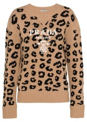 Prada leopard pattern crew neck jumper