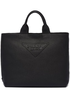 Prada logo-embossed leather tote bag