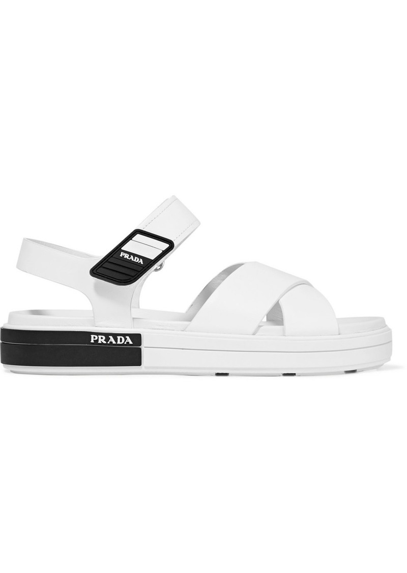 prada leather trimmed sandals