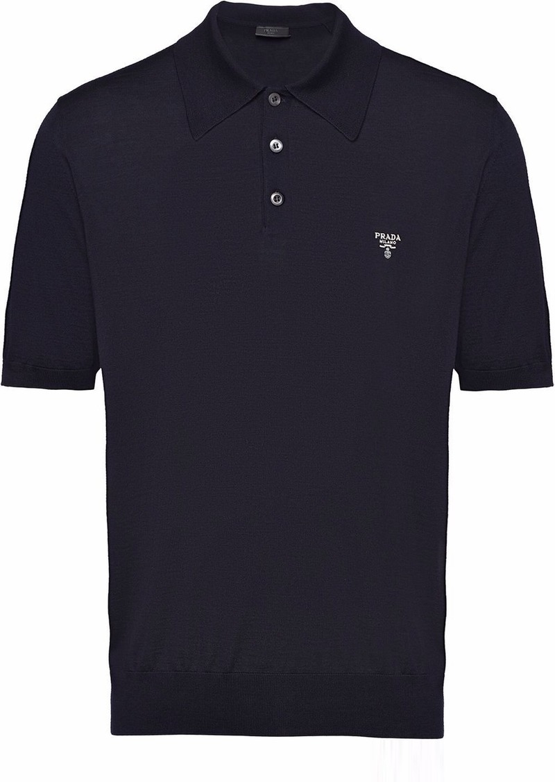 Prada logo-embroidered wool polo shirt