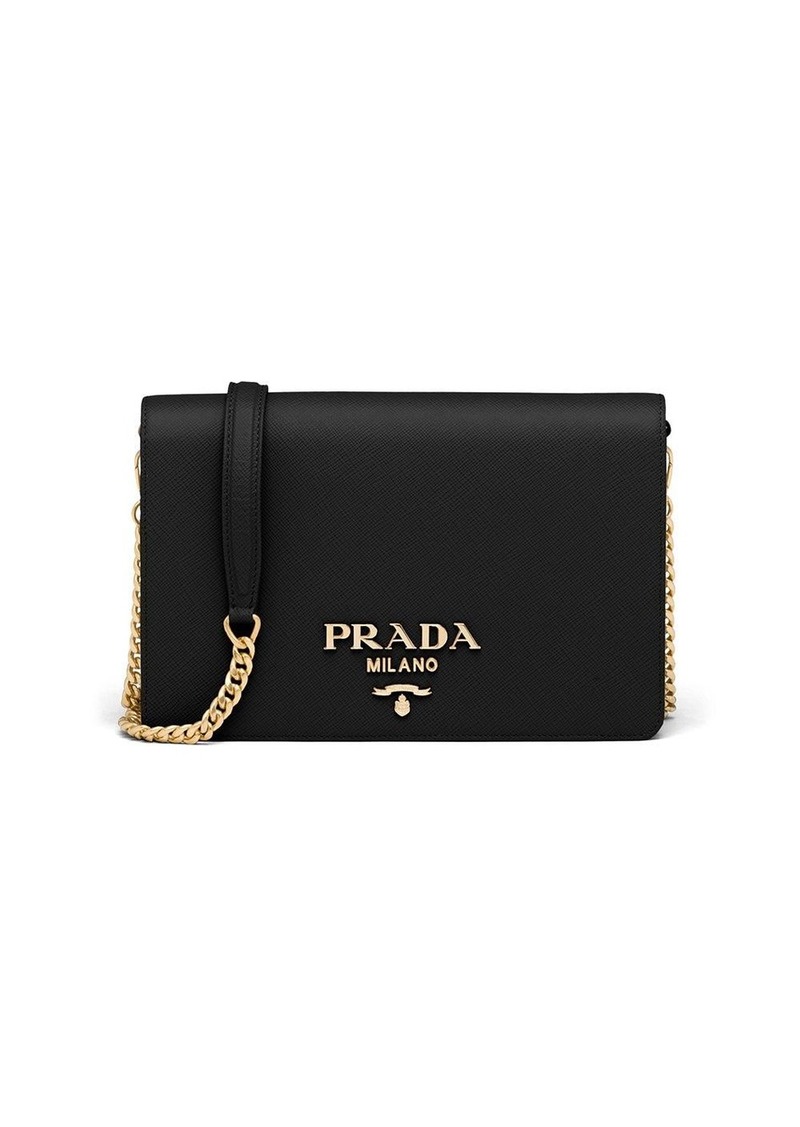 Prada logo-lettering Saffiano leather shoulder bag