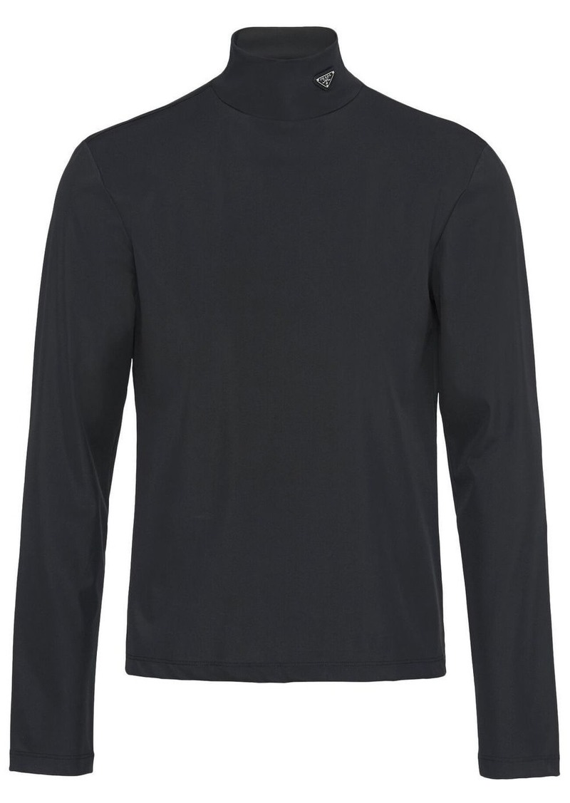 Prada triangle-logo roll-neck top