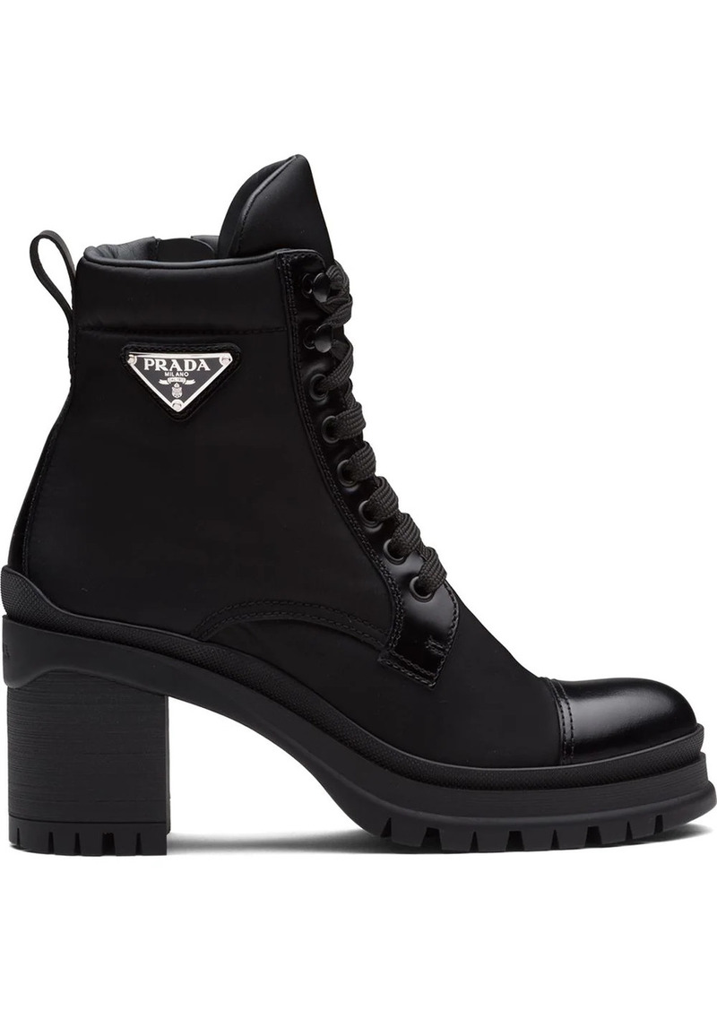 Prada logo plaque ankle boots