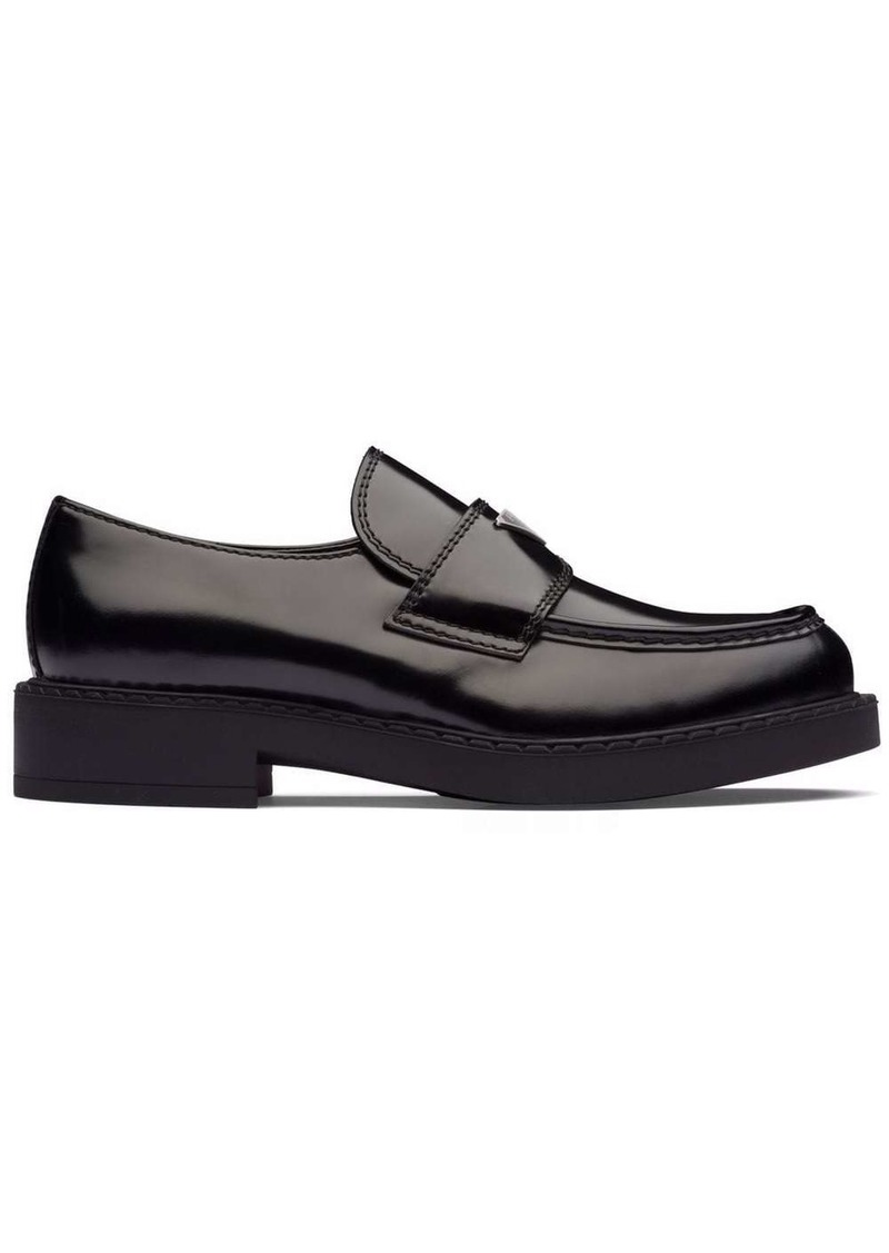 Prada Chocolate brushed leather loafers