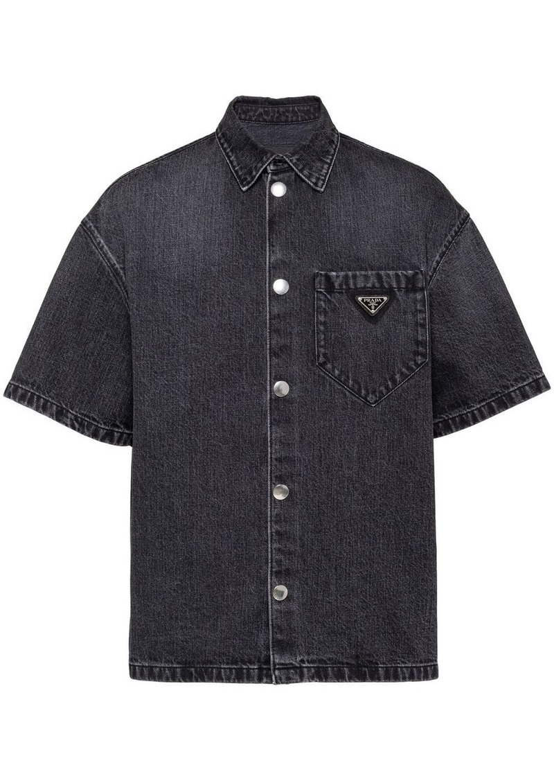 Prada triangle-logo denim shirt