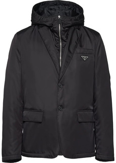 Prada logo-plaque hooded jacket