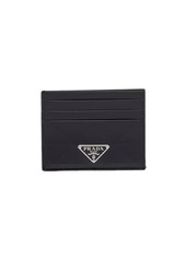 Prada logo plaque leather cardholder