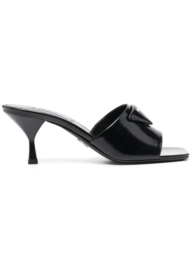 Prada logo plaque mid-heel mules | Shoes