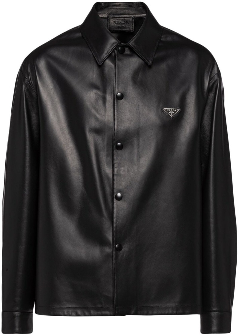 Prada triangle-logo nappa-leather shirt