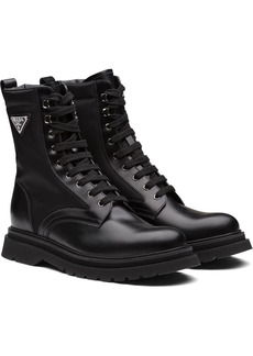 Prada logo-plaque panelled ankle boots