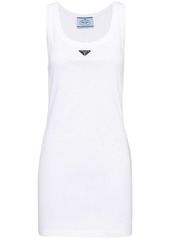 Prada logo-plaque ribbed-knit minidress