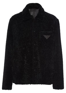 Prada triangle-logo shearling blouson jacket