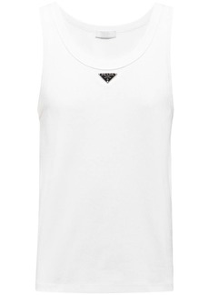 Prada triangle-logo cotton tank top