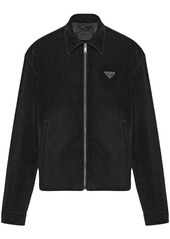 Prada triangle-logo velvet blouson jacket