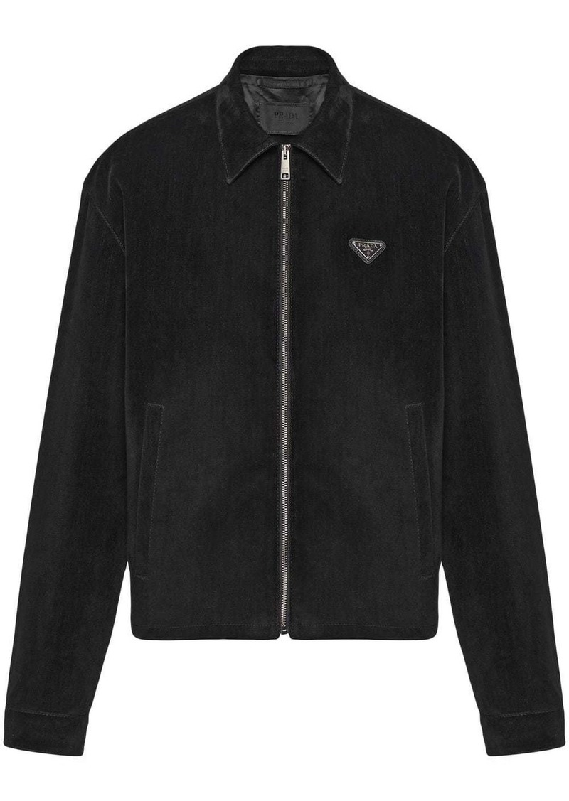 Prada triangle-logo velvet blouson jacket