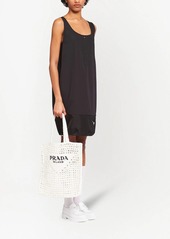 Prada logo-print raffia tote bag